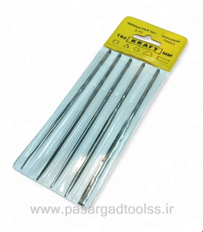 سوهانچه دم موشی کیفی ۵ عددی ۱۴۰ میلیمتر برند کرافت