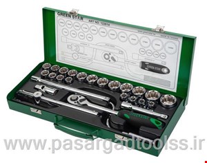 جعبه بکس 26 پارچه درایو 1,2 12پر از سایز 10 تا 32 میلیمتر گرین استار green star تایوان
