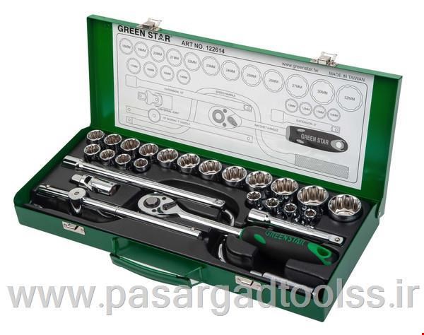 جعبه بکس 26 پارچه درایو 1,2 12پر از سایز 10 تا 32 میلیمتر گرین استار green star تایوان